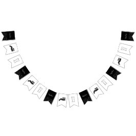 60 en sprankelende hand getekend zwart en wit vlaggetjes