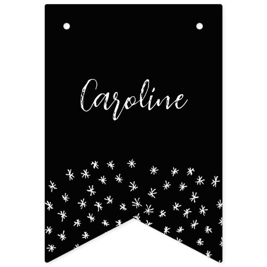 60 en sprankelende hand getekend zwart en wit vlaggetjes (Eerste vlag)