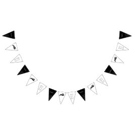 60 en sprankelende hand getekend zwart en wit vlaggetjes