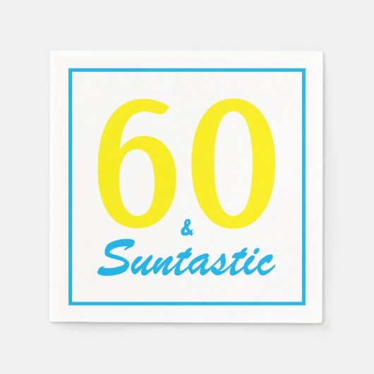 60 en Suntastic Helder Geel Verjaardagsfeest Servet (Voorkant)