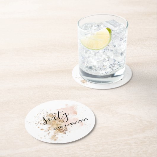 60 en verbluffend, vrouw 60e verjaardag ronde kartonnen onderzetter (Insitu)