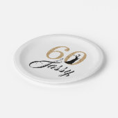 60 en Zassy Birthday Party Papieren Bordje (Gekanteld)