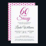 60 en Zassy Pink Glitter 60th Birthday Party Kaart<br><div class="desc">De feestelijke 60e verjaardag van deze festive 60e in faux hot roze glitter, een stijlvolle 60e verjaardagsuitnodiging die je kunt personaliseren en uitzenden voor de viering van je 60e verjaardag. De woorden 60 en sassy zijn in faux roze glitter en zijn ingesteld met moderne typografie. De achterkant van de kaart...</div>