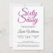 60 en Zassy Pink Glitter 60th Birthday Party Kaart (Voorkant)
