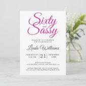 60 en Zassy Pink Glitter 60th Birthday Party Kaart (Staand voorkant)