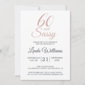 60 en Zassy Pink Glitter 60th Birthday Party Kaart (Voorkant)