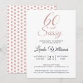 60 en Zassy Pink Glitter 60th Birthday Party Kaart (Voorkant / Achterkant)