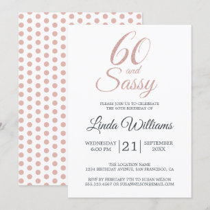 60 en Zassy Pink Glitter 60th Birthday Party Kaart