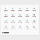 60 en zondag in Dusty Blue en Roos Ronde Sticker (Vel)