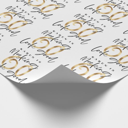 60 er goed uitzien gouden verjaardagscadeau wrap cadeaupapier (Hoek)