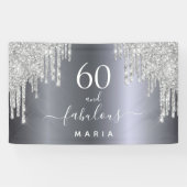 60 fabelachtige verjaardag mousserend glitter Silv Spandoek (Horizontaal)