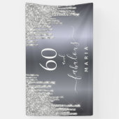 60 fabelachtige verjaardag mousserend glitter Silv Spandoek (Verticaal)