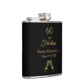 60 fabelachtige verjaardag zwart goudkleurig monog heupfles (Rechts)