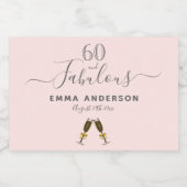 60 fabelachtige verjaardag zwart roze roze roze go sparkling wijnetiket (Enkel label)