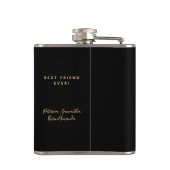 60 fabelachtige verjaardagscourant zwart goudmonog heupfles (Achterkant)