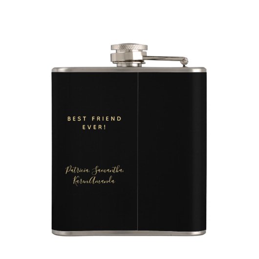 60 fabelachtige verjaardagscourant zwart goudmonog heupfles (Achterkant)