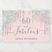 60 fabelachtige verjaardagsdag roos goud glitter z sparkling wijnetiket (Enkel label)