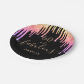 60 fabelachtige verjaardagsdruppels zwarte roze gl papieren bordje (Gekanteld)