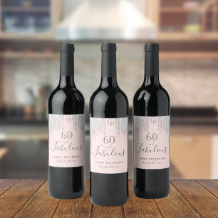 60 fabelachtige verjaardagsfeestdag roos goud glit wijn etiket