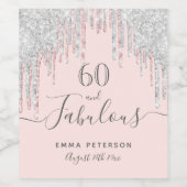 60 fabelachtige verjaardagsfeestdag roos goud glit wijn etiket (Enkel label)