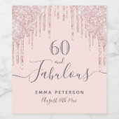 60 fabelachtige verjaardagsfeestjes roos gouden zw wijn etiket (Enkel label)