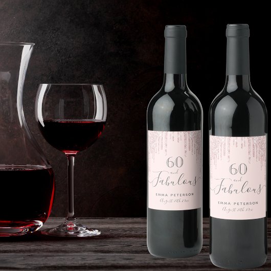 60 fabelachtige verjaardagsfeestjes roos gouden zw wijn etiket