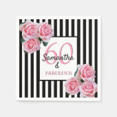 60 fabelachtige verjaardagsroze witte strepen servet (Voorkant)