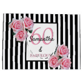 60 fabelroze floralen zwarte witte strepen groot cadeauzakje (Achterkant)