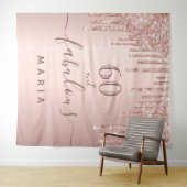 60 fabuleuze verjaardag glitters rose goud glans wandkleed (In Situ (horizontaal))