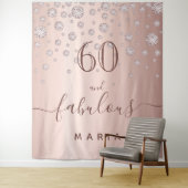 60 fabuleuze verjaardag roze gouden diamanten glam wandkleed (In situ)