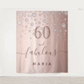 60 fabuleuze verjaardag roze gouden diamanten glam wandkleed (Voorkant)