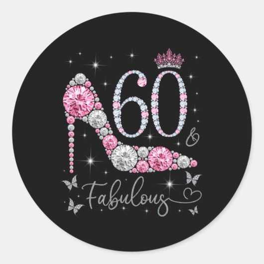 60 Fabulous 60 en Fabulous 60th Ronde Sticker (Voorkant)