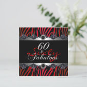 60 & Fabulous 60ste verpartij feest Zebra Zilver R Kaart (Staand voorkant)