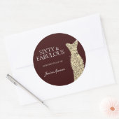 60 & Fabulous 60th Birthday Party Gold Dress Ronde Sticker (Envelop)