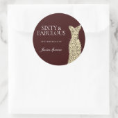 60 & Fabulous 60th Birthday Party Gold Dress Ronde Sticker (Tas)