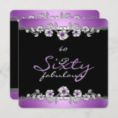 60 & Fabulous 60th Birthday Party Silver Lila 2a Kaart (Voorkant / Achterkant)