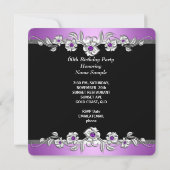 60 & Fabulous 60th Birthday Party Silver Lila 2a Kaart (Achterkant)