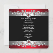 60 & Fabulous 60th Birthday Party Silver Red 2 Kaart (Achterkant)