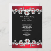 60 & Fabulous 60th Birthday Party Silver Red 2a Kaart (Achterkant)