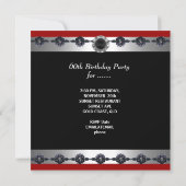 60 & Fabulous 60th Birthday Party Silver Red Kaart (Achterkant)