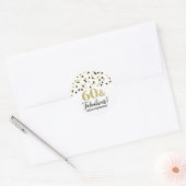 60 & Fabulous Birthday Black Gold Confetti Ronde Sticker (Envelop)