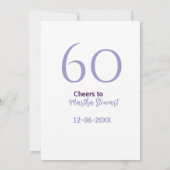 60 & fabulous birthday purple bold name date styli kaart (Achterkant)
