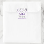 60 & Fabulous Birthday Silver Paarse Confetti Vierkante Sticker (Tas)