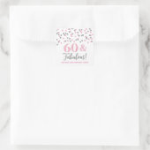 60 & Fabulous Birthday Silver PInk Confetti Vierkante Sticker (Tas)