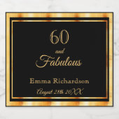 60 fabulous black gold elegant name date sparkling wijnetiket (Enkel label)