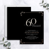 60 & Fabulous Black Roos Gold Calligraphy Birthday Folie Uitnodiging