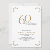 60 & Fabulous Black White en Gold Birthday Kaart (Voorkant)