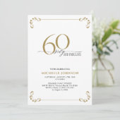 60 & Fabulous Black White en Gold Birthday Kaart (Staand voorkant)