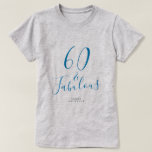 60 Fabulous Blue Custom Name 60th Birthday Gift T-shirt<br><div class="desc">Viel het draaien 60 in stijl met deze douanenaam moderne 60e verjaardag t-shirt met tekst 60 en fabelachtig in elegant blauw manuscript. Voeg gewoon jouw naam toe aan dit 60ste verjaardagsfeest T-shirt. Perfect verjaardagscadeau voor een moderne,  stijlvolle en elegante 60-jarige. Exclusief voor u ontworpen door Happy Dolphin Studio.</div>