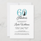 60 Fabulous Blue Glitter 60ste verjaardagsfeest Kaart (Voorkant)